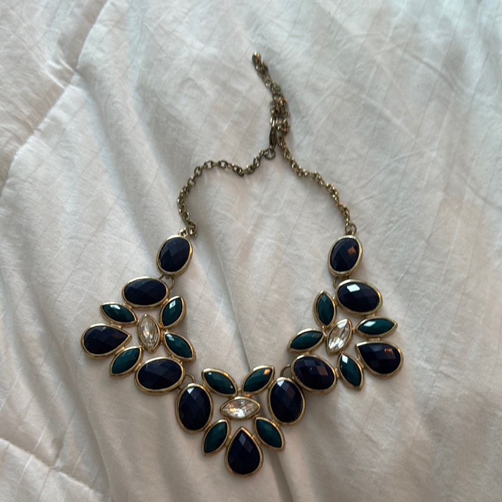 Elegant Blue and Green Statement Necklace